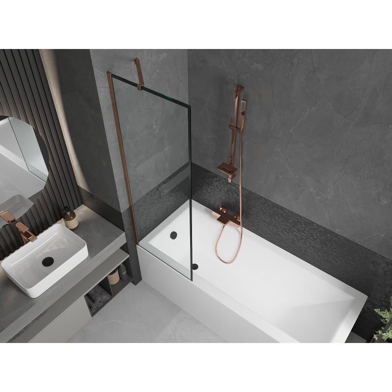 Mexen Next pare-douche à 1 battant 60 x 150 cm, cadre noir, or rose - 895-060-000-00-70-60