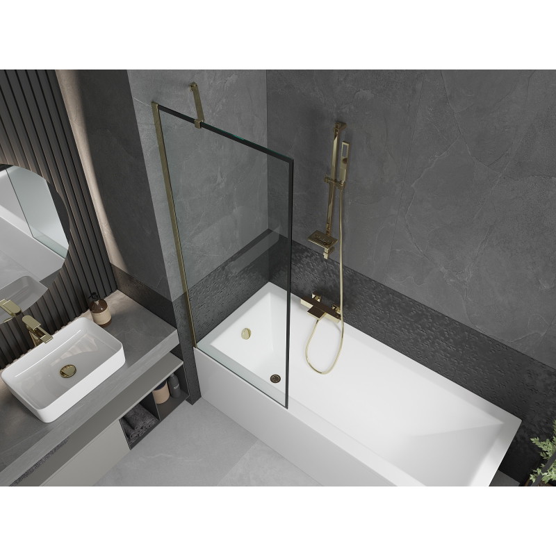 Mexen Next paroi de douche 1-volet 70 x 150 cm, cadre noir, doré - 895-070-000-00-70-50