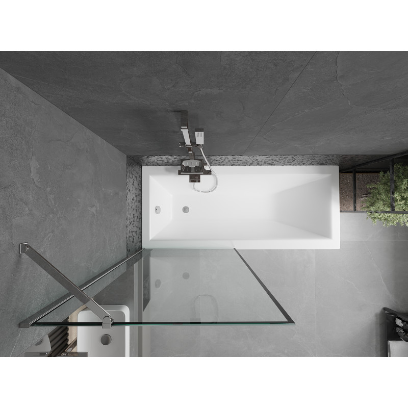 Mexen Next paroi de baignoire à 1 volet 80 x 150 cm, cadre noir, chrome - 895-080-000-00-70-01