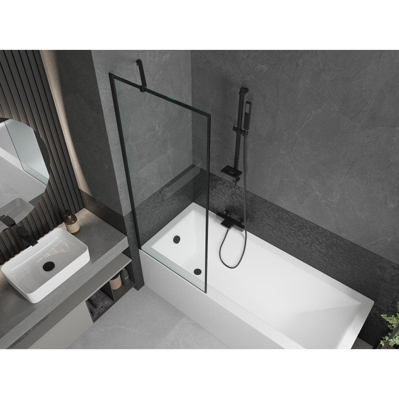 Mexen Next paroi de baignoire à 1 panneau 70 x 150 cm, cadre noir, noir - 895-070-000-00-70-70