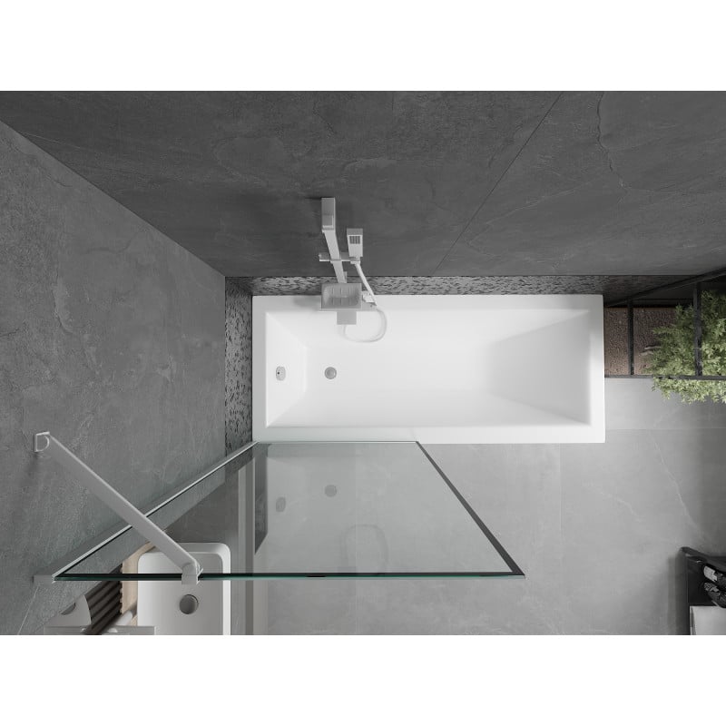 Mexen Next paroi de baignoire 1 volet 80 x 150 cm, cadre noir, blanc - 895-080-000-00-70-20