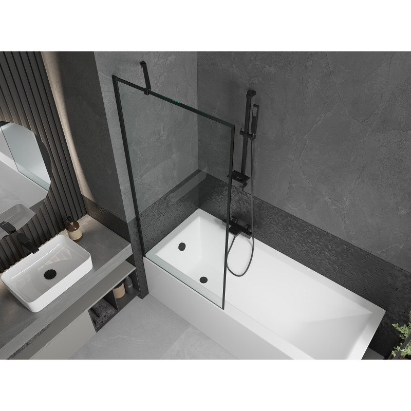 Mexen Next paroi de baignoire à 1 volet 80 x 150 cm, cadre noir, noir - 895-080-000-00-70-70