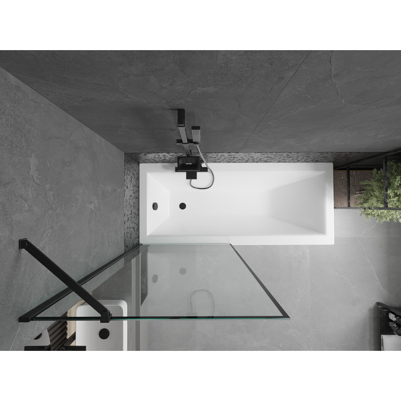 Mexen Next paroi de baignoire à 1 volet 80 x 150 cm, cadre noir, noir - 895-080-000-00-70-70