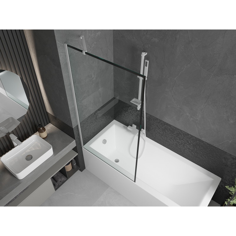 Mexen Next pare-douche à 1 vantail 90 x 150 cm, cadre noir, blanc - 895-090-000-00-70-20