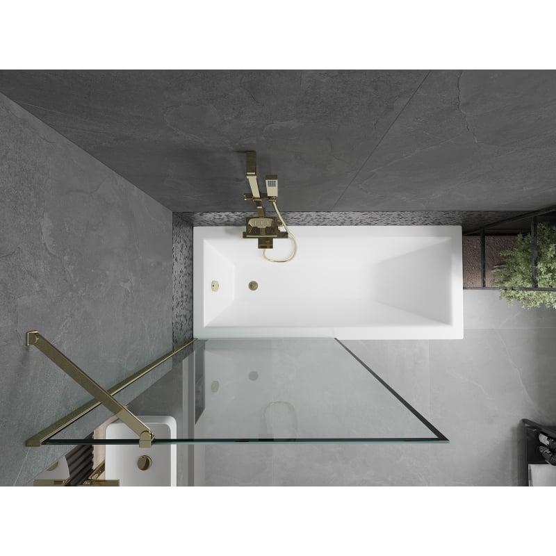 Mexen Next pare-douche à 1 volet 90 x 150 cm, cadre noir, doré - 895-090-000-00-70-50