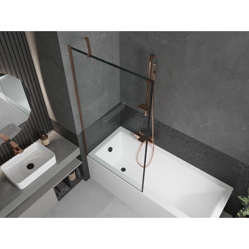 Mexen Next paroi de douche à 1 volet 90 x 150 cm, cadre noir, or rose - 895-090-000-00-70-60