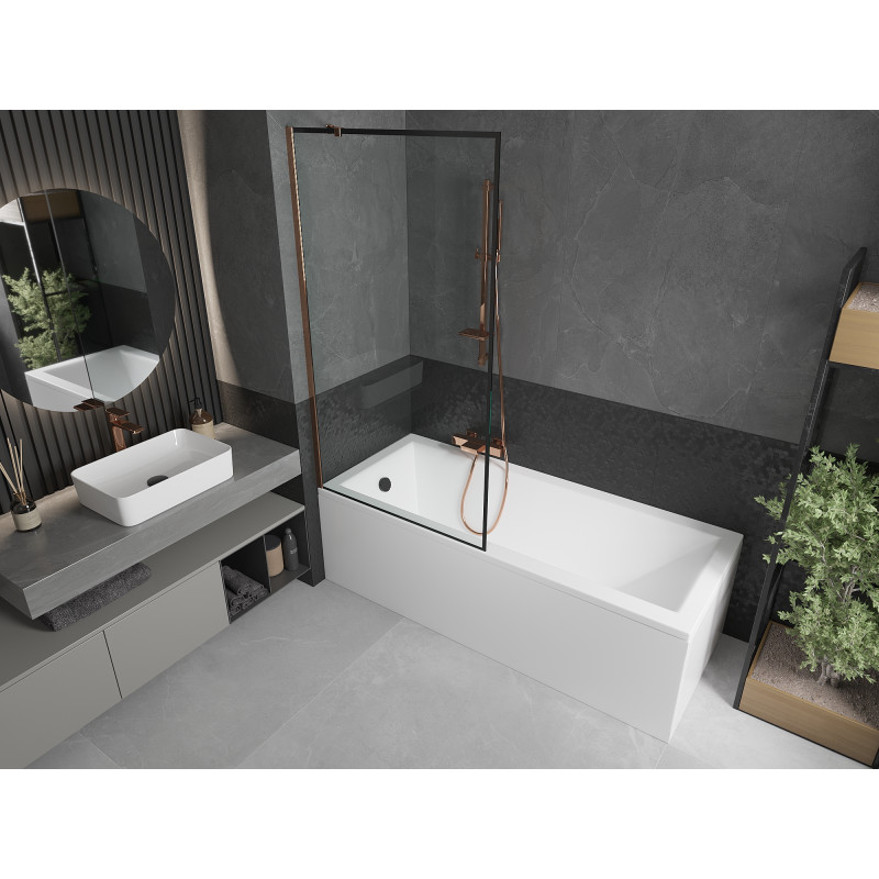 Mexen Next paroi de douche à 1 volet 90 x 150 cm, cadre noir, or rose - 895-090-000-00-70-60