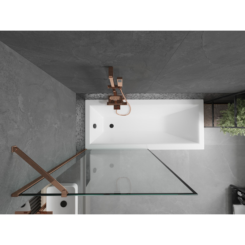 Mexen Next paroi de douche à 1 volet 90 x 150 cm, cadre noir, or rose - 895-090-000-00-70-60