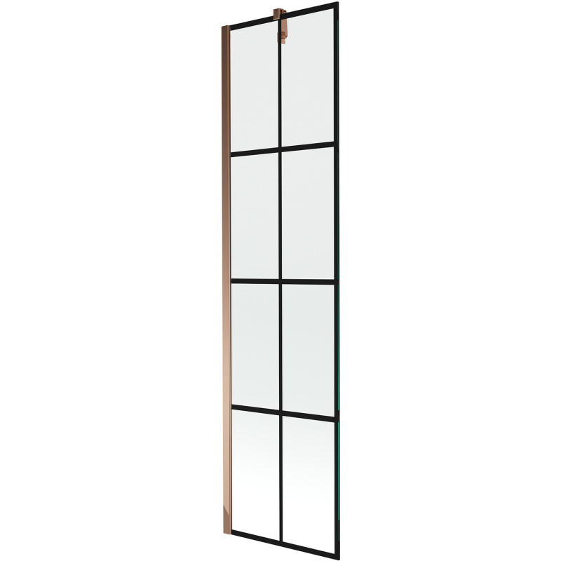 Mexen Next paroi de baignoire à 1 vantail 50 x 150 cm, grille noire, or rose - 895-050-000-00-77-60