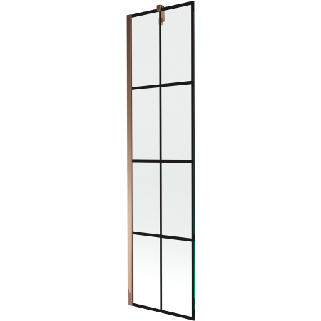 Mexen Next paroi de baignoire à 1 vantail 50 x 150 cm, grille noire, or rose - 895-050-000-00-77-60