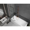 Mexen Next paroi de baignoire à 1 vantail 50 x 150 cm, grille noire, or rose - 895-050-000-00-77-60