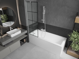 Mexen Next écran de baignoire à 1 ailette 60 x 150 cm, Design noir, Blanc - 895-060-000-00-77-20