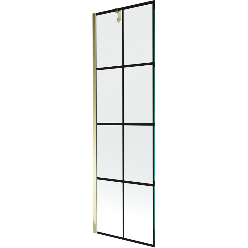 Mexen Next paroi de baignoire à 1 vantail 60 x 150 cm, grille noire, dorée - 895-060-000-00-77-50