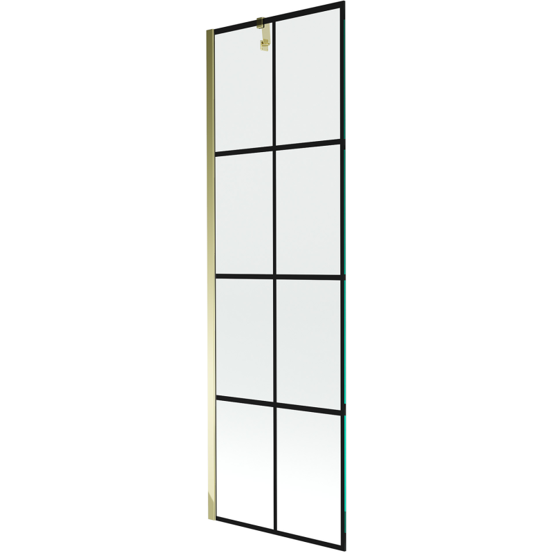 Mexen Next paroi de baignoire à 1 volet 60 x 150 cm, grille noire, dorée - 895-060-000-00-77-50