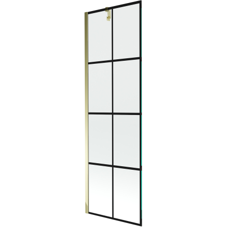 Mexen Next paroi de baignoire à 1 vantail 60 x 150 cm, grille noire, dorée - 895-060-000-00-77-50