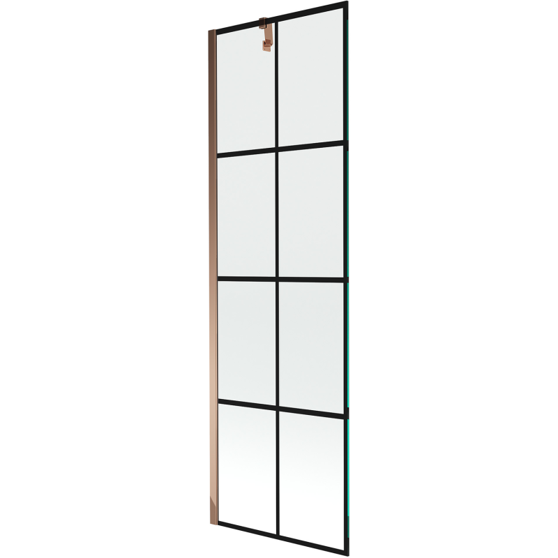 Mexen Next pare-douche à 1 aile 60 x 150 cm, grille noire, or rose - 895-060-000-00-77-60