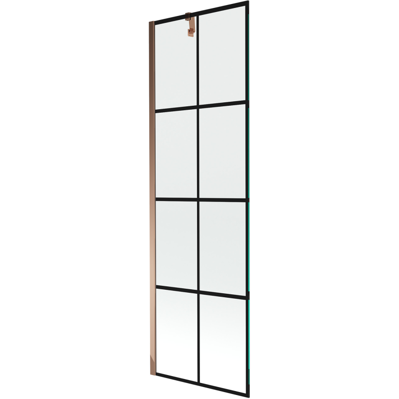 Mexen Next paroi de baignoire 1-volet 60 x 150 cm, grille noire, or rose - 895-060-000-00-77-60