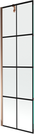 Mexen Next paroi de baignoire 1-volet 60 x 150 cm, grille noire, or rose - 895-060-000-00-77-60