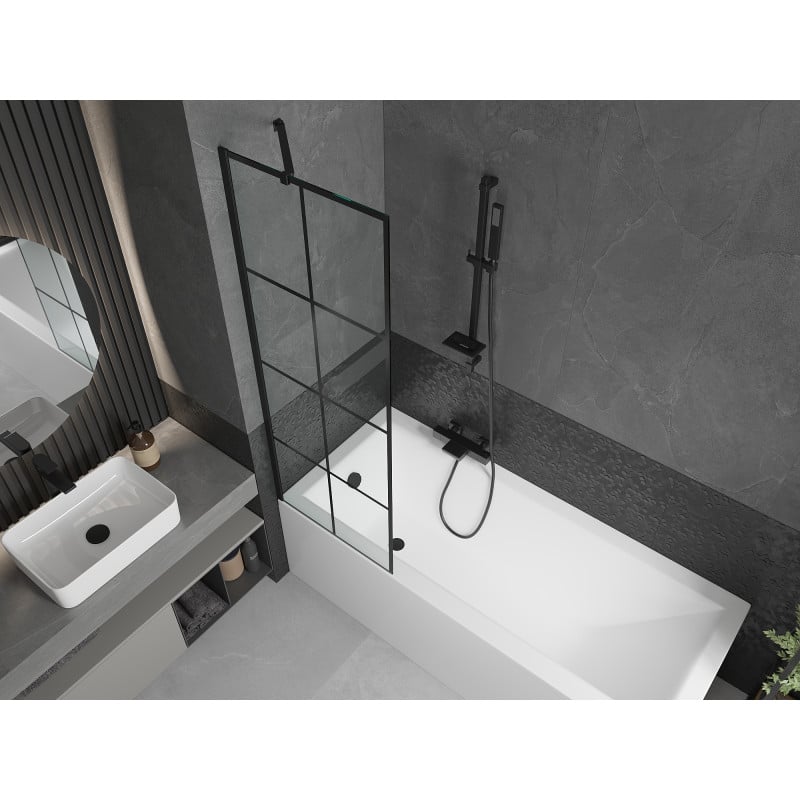 Mexen Next paroi de douche à 1 volet 60 x 150 cm, grille noire, noir - 895-060-000-00-77-70