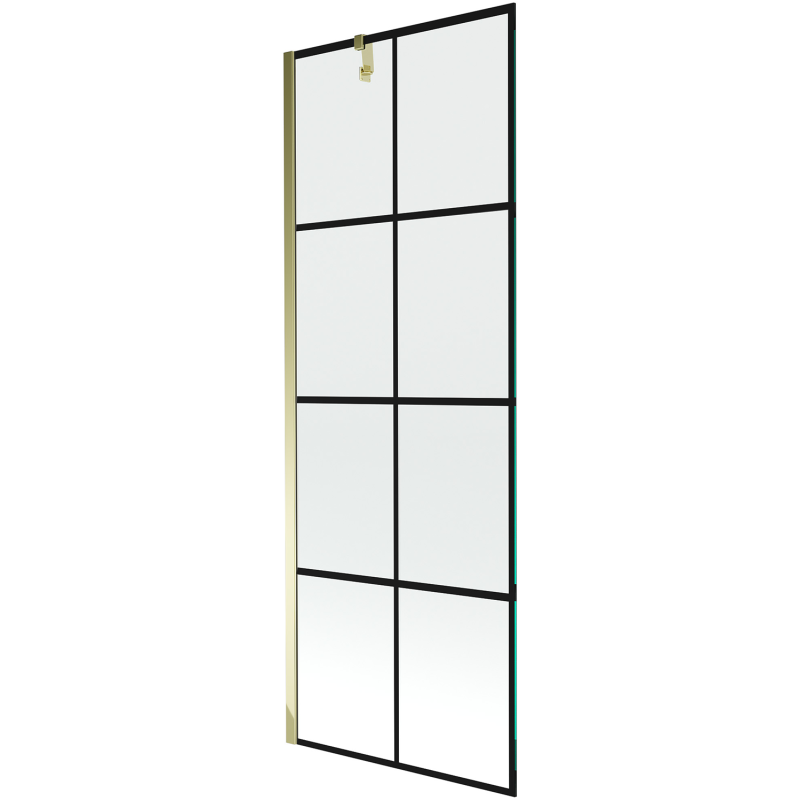 Mexen Next paroi de baignoire à 1 panneau 70 x 150 cm, grille noire, or - 895-070-000-00-77-50