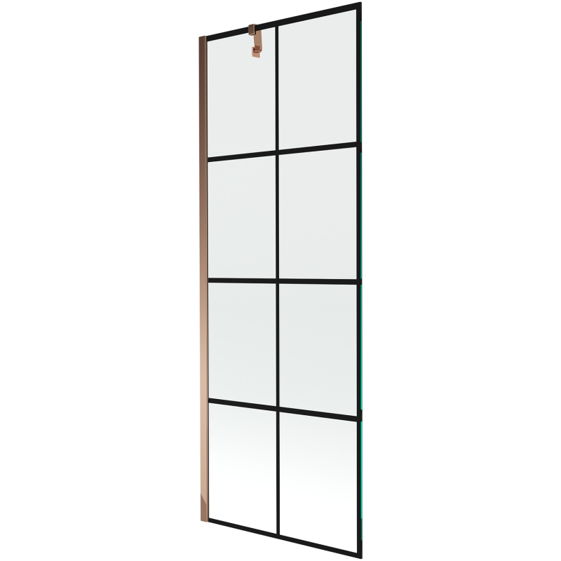 Mexen Next paroi de douche 1 volet 70 x 150 cm, grille noire, or rose - 895-070-000-00-77-60