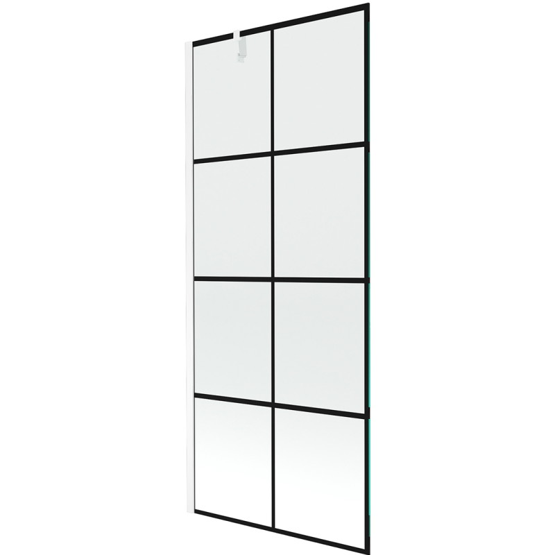 Mexen Next pare-douche de baignoire à 1 volet 80 x 150 cm, grille noire, blanc - 895-080-000-00-77-20