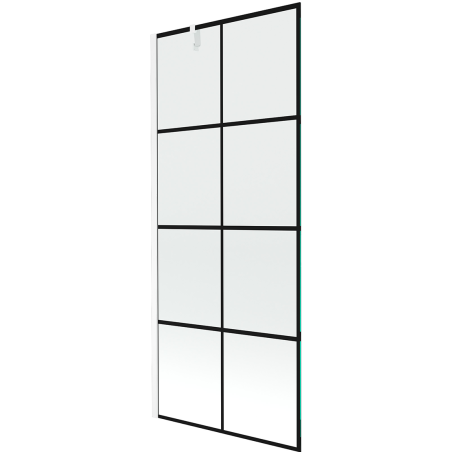 Mexen Next pare-douche de baignoire à 1 volet 80 x 150 cm, grille noire, blanc - 895-080-000-00-77-20