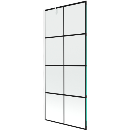 Paroi de baignoire à 1 volet Mexen Next 80 x 150 cm, grille noire, blanc - 895-080-000-00-77-20