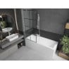 Paroi de baignoire à 1 volet Mexen Next 80 x 150 cm, grille noire, blanc - 895-080-000-00-77-20
