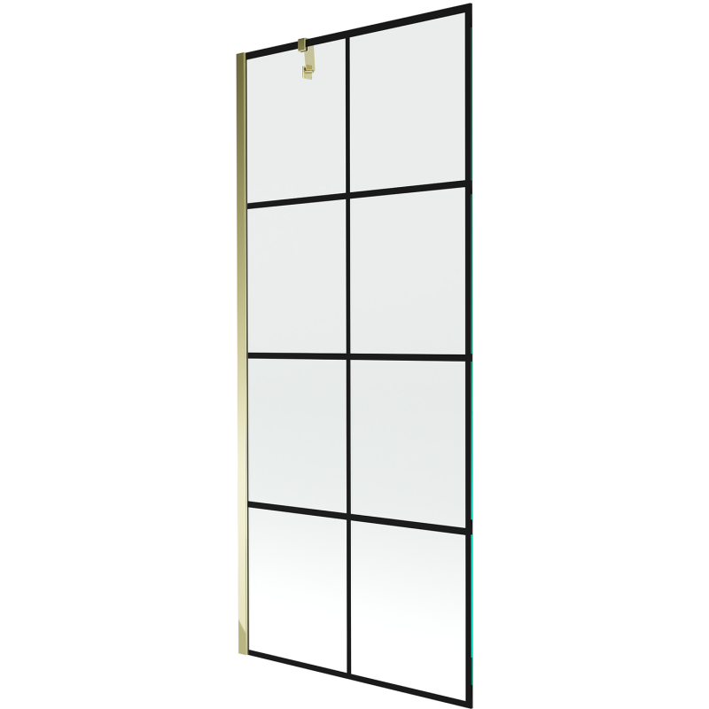 Mexen Next paroi de baignoire à 1 volet 80 x 150 cm, grille noire, dorée - 895-080-000-00-77-50