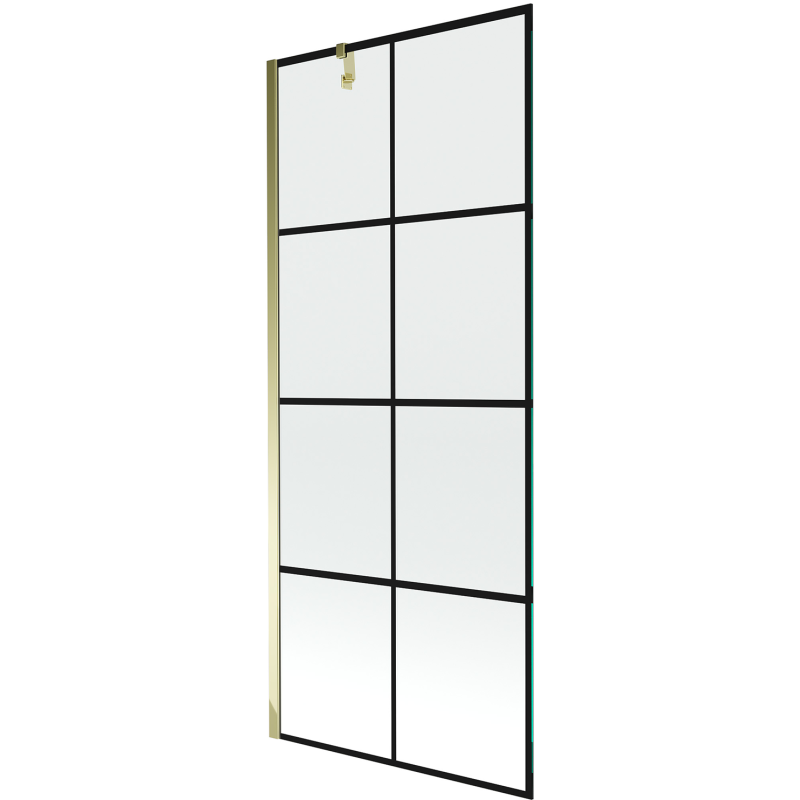 Mexen Next paroi de baignoire pivotante à 1 panneau 80 x 150 cm, carreaux noirs, doré - 895-080-000-00-77-50