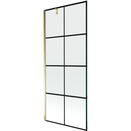 Mexen Next paroi de baignoire pivotante à 1 panneau 80 x 150 cm, carreaux noirs, doré - 895-080-000-00-77-50