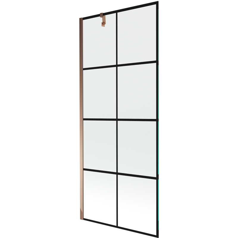 Mexen Next paroi de douche à 1 volet 80 x 150 cm, grille noire, or rose - 895-080-000-00-77-60