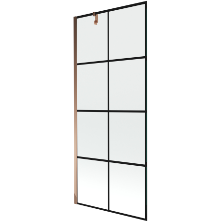 Mexen Next paroi de baignoire 1-volet 80 x 150 cm, grille noire, or rose - 895-080-000-00-77-60