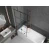 Mexen Next paroi de baignoire 1-volet 80 x 150 cm, grille noire, or rose - 895-080-000-00-77-60