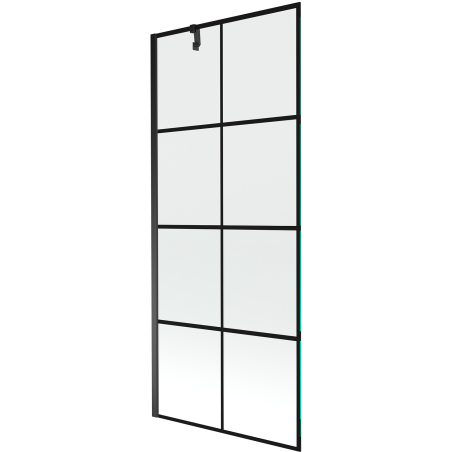 Mexen Next paroi de baignoire 1 battant 80 x 150 cm, grille noire, noir - 895-080-000-00-77-70