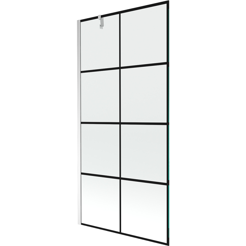 Mexen Next paroi de baignoire 1 volet 90 x 150 cm, grille noire, chromée - 895-090-000-00-77-01