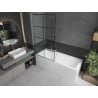 Mexen Next paroi de baignoire 1 volet 90 x 150 cm, grille noire, chromée - 895-090-000-00-77-01