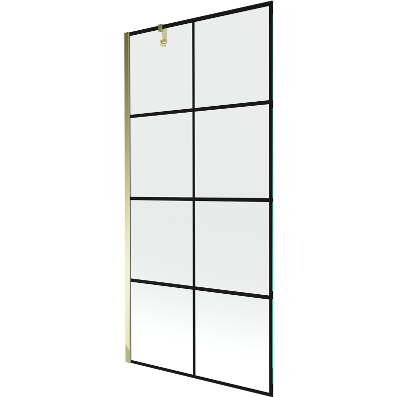 Mexen Next paroi de baignoire à 1 battant 90 x 150 cm, grille noire, dorée - 895-090-000-00-77-50