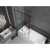 Mexen Next paroi de baignoire à 1 volet 90 x 150 cm, grille noire, or rose - 895-090-000-00-77-60