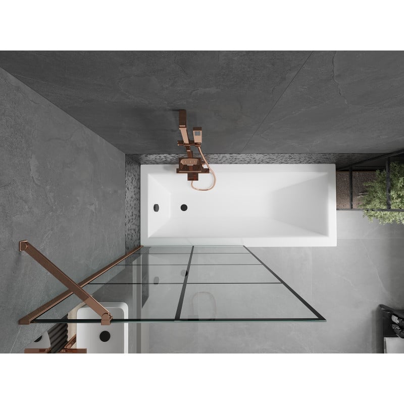 Mexen Next paroi de douche 1 volet 90 x 150 cm, grille noire, or rose - 895-090-000-00-77-60
