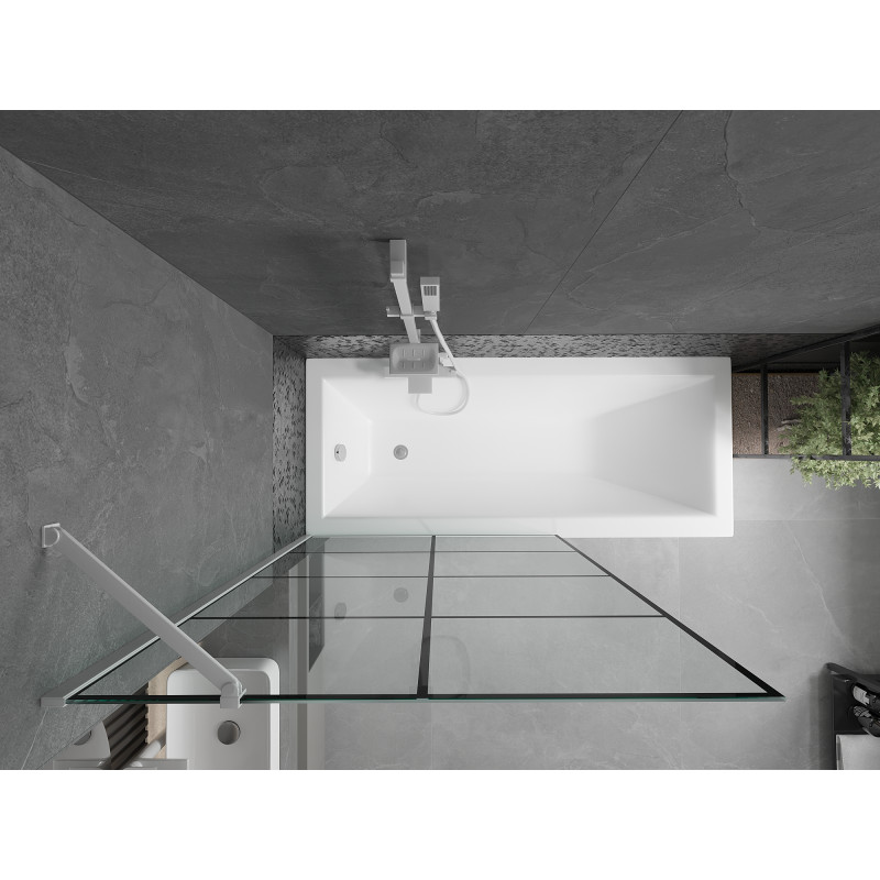 Mexen Next paroi de baignoire à 1 volet 100 x 150 cm, motif à carreaux noirs, blanc - 895-100-000-00-77-20
