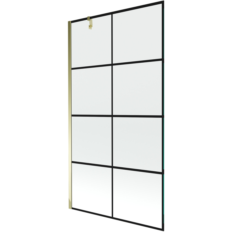 Paroi de baignoire Mexen Next 1 volet 100 x 150 cm, grille noire, doré - 895-100-000-00-77-50