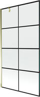 Paroi de baignoire Mexen Next 1 volet 100 x 150 cm, grille noire, doré - 895-100-000-00-77-50