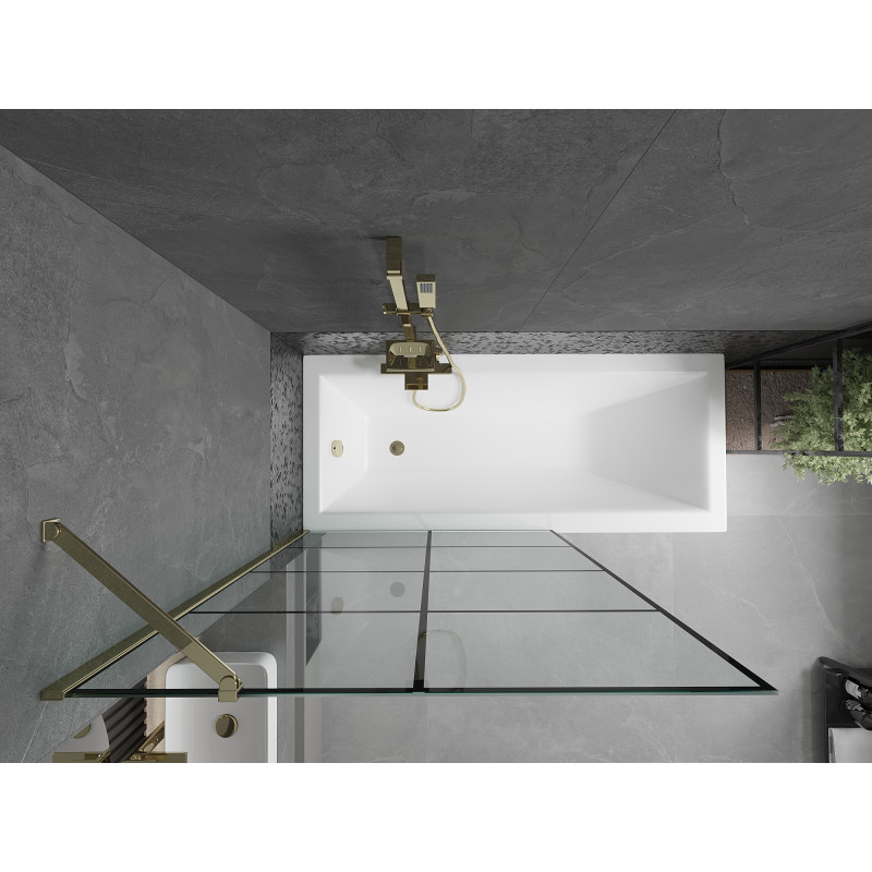 Mexen Next pare-douche à 1 volet 100 x 150 cm, quadrillage noir, or - 895-100-000-00-77-50