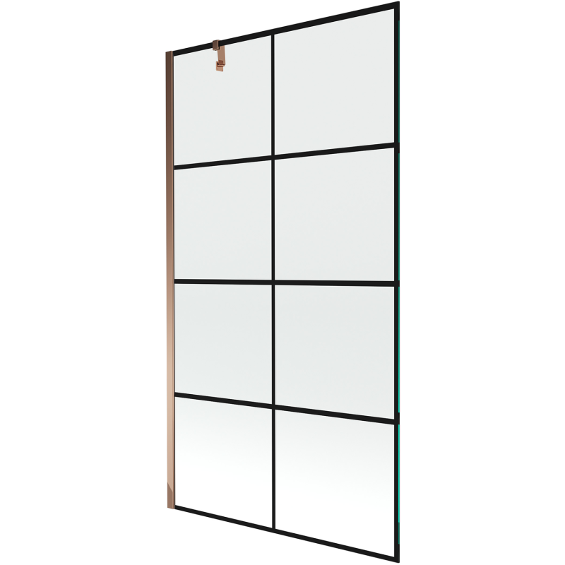 Mexen Next paroi de douche 1 volet 100 x 150 cm, grille noire, or rose - 895-100-000-00-77-60