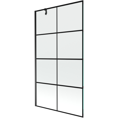 Mexen Next paroi de baignoire à 1 volet 100 x 150 cm, grille noire, noir - 895-100-000-00-77-70