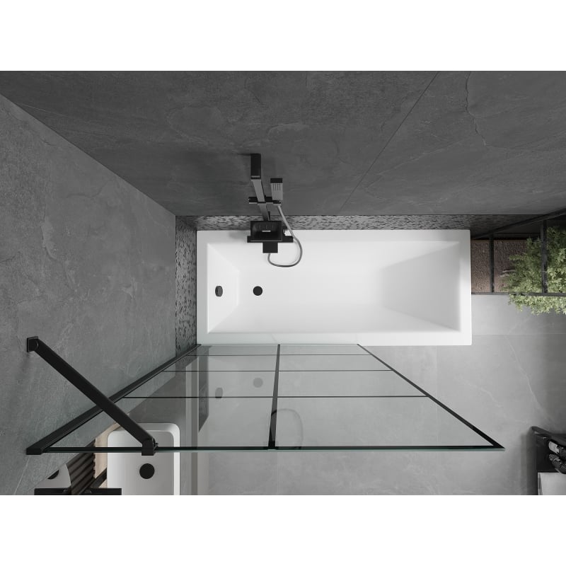 Mexen Next paroi de baignoire à 1 volet 100 x 150 cm, grille noire, noir - 895-100-000-00-77-70
