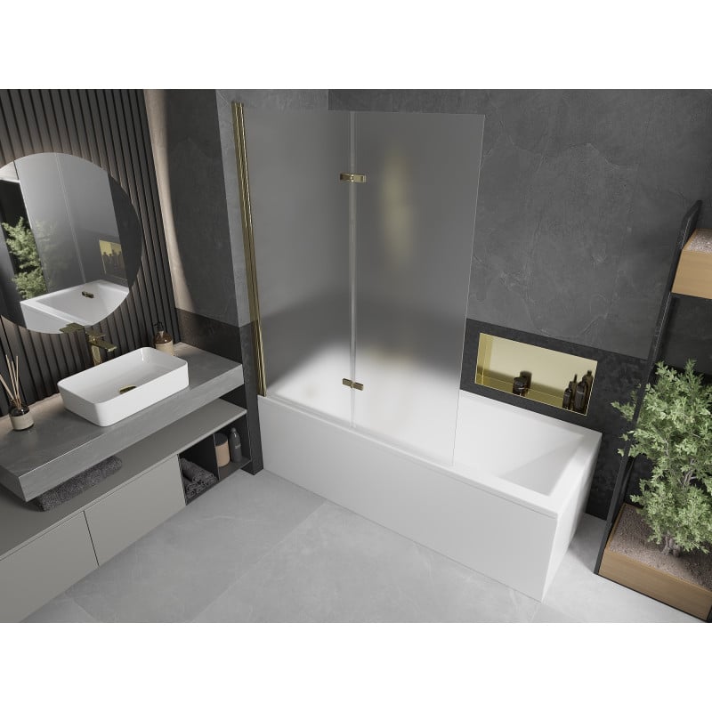 Mexen Castor paroi de baignoire à 2 volets 120 x 150 cm, givré, doré - 892-120-002-50-30