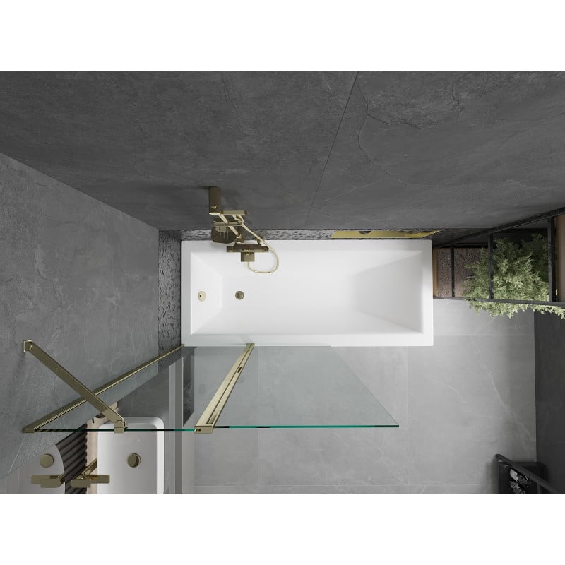 Mexen Flip paravent de baignoire à 2 volets 100 x 150 cm, transparent, doré - 894-100-101-50-00